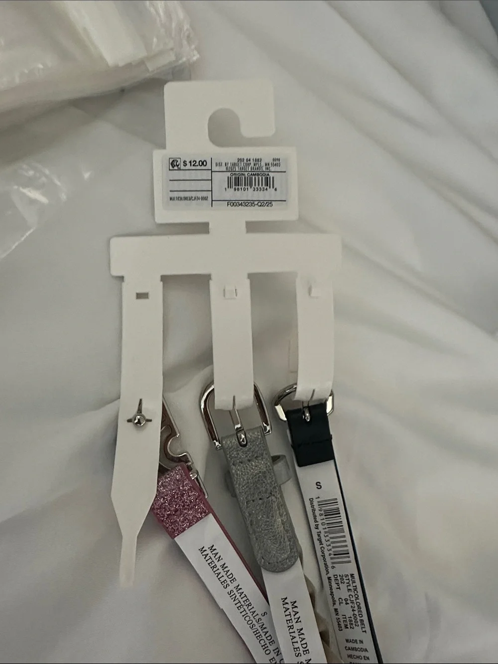 Cat & Jack Kids Belt Trio - Black, Iridescent Silver, Pink-Blue Glitter